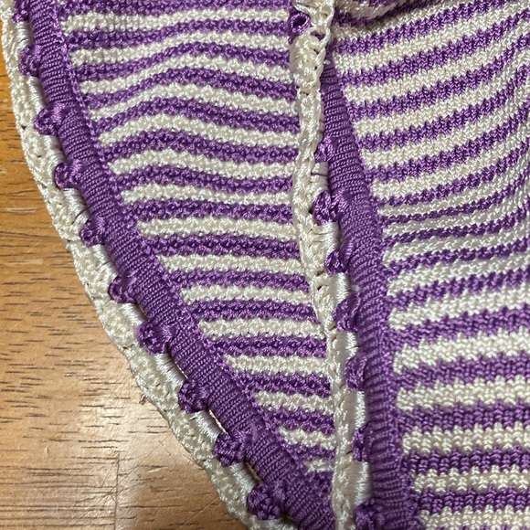 SOLID & STRIPED Womens Size XS Clara String Bikini Bottoms Striped Purple Ivory - Picture 3 of 12
